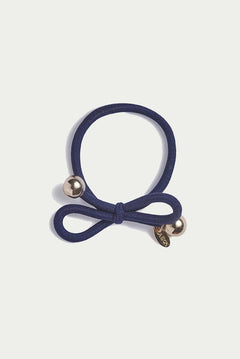 Hair Tie Gold Bead - Navy