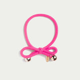 Hair Tie Gold Bead - Neon Pink