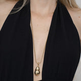 Long Gold Pearl Necklace