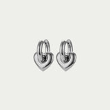 CHUNKY HEART HOOPS - SILVER