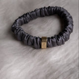 Thin Silk Scrunchie - Charcoal