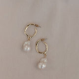 Baroque Pearl Hoop Earrings