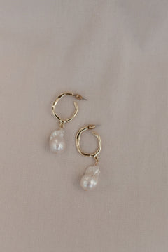 Baroque Pearl Hoop Earrings