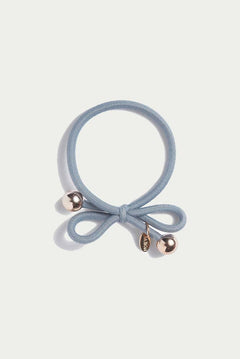 Hair Tie Gold Bead - Dusty Blue