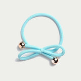 Hair Tie Gold Bead - Light Blue