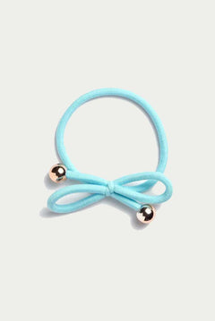 Hair Tie Gold Bead - Light Blue