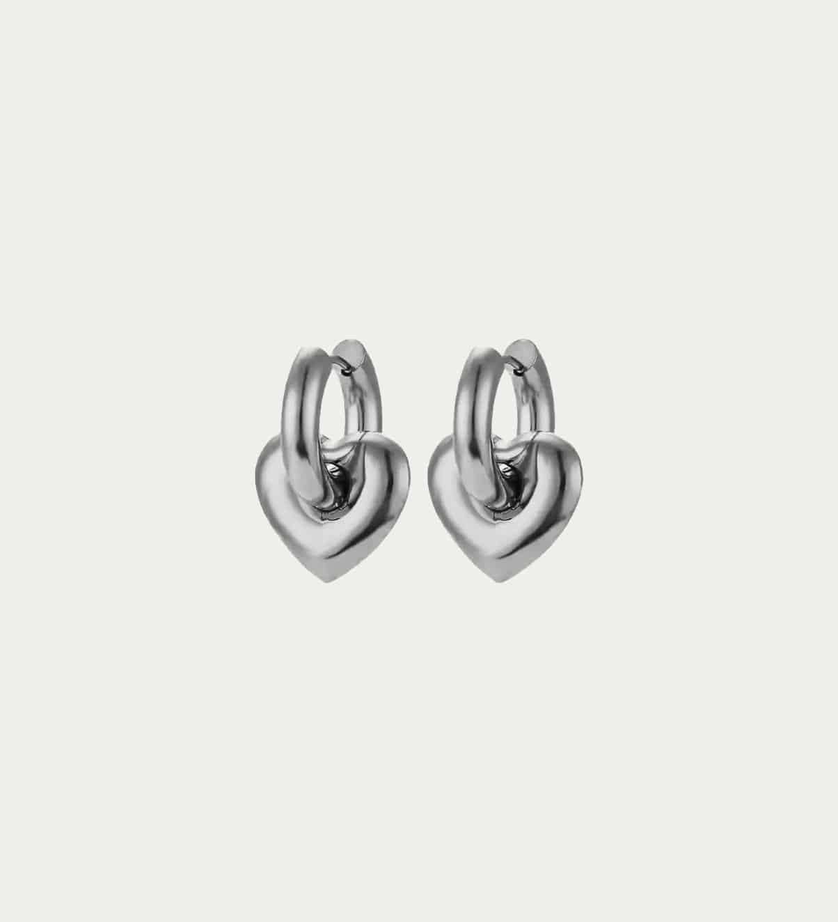 CHUNKY HEART HOOPS - GOLD